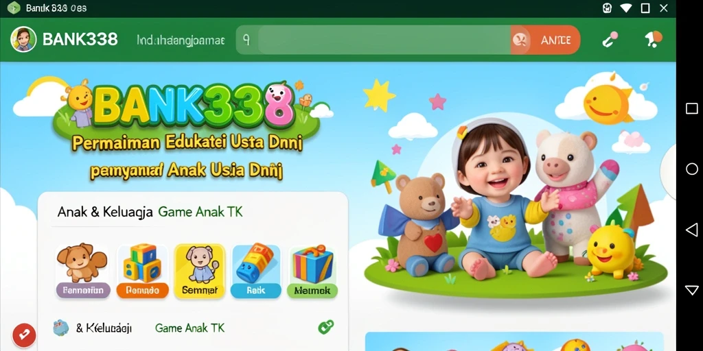 Tampilan antarmuka BANK338 yang menyenangkan dan interaktif untuk anak-anak.