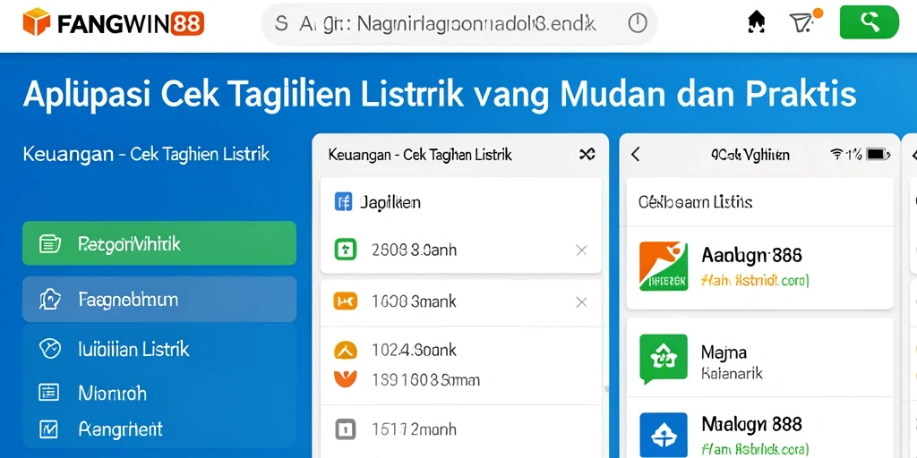 Screenshot antarmuka FANGWIN88 menampilkan fungsi cek tagihan listrik.