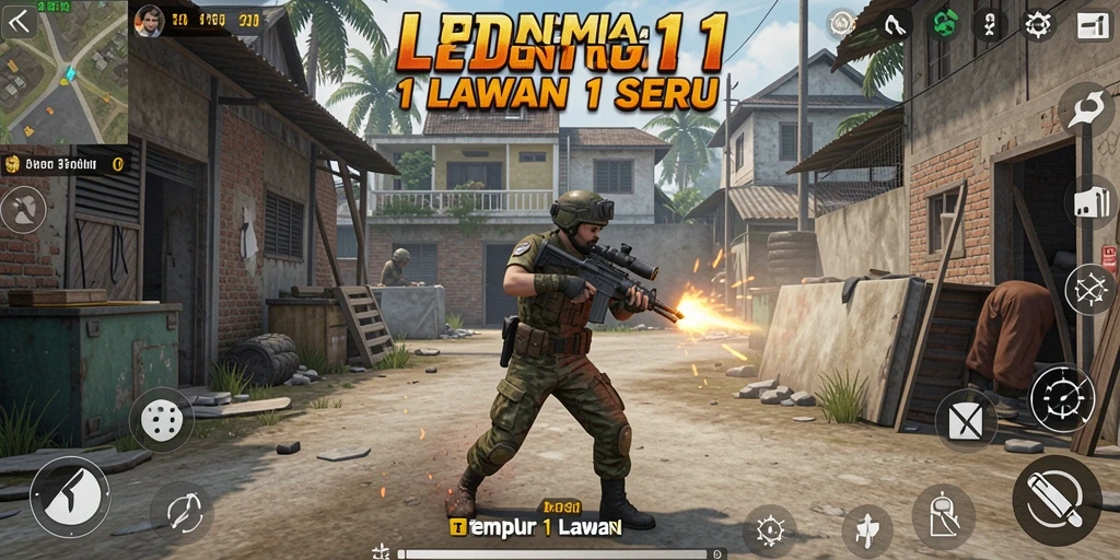 Tampilan antarmuka LDN11 dalam pertempuran 1 lawan 1 yang intens.