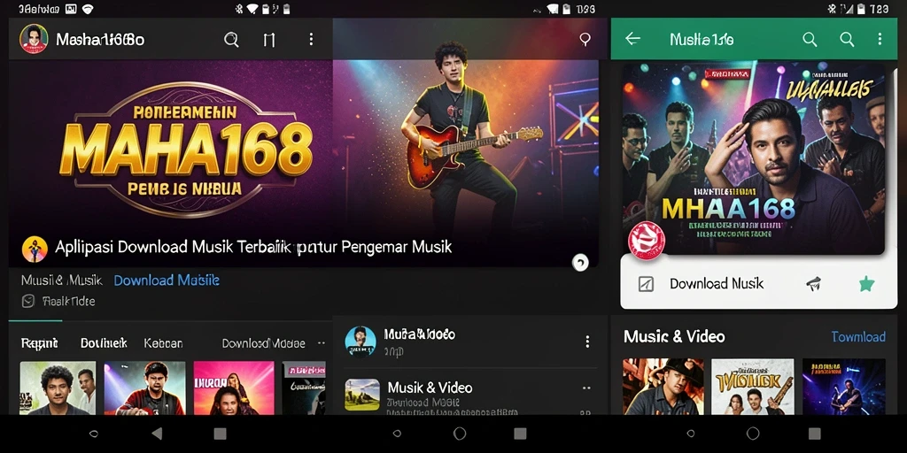 Antarmuka aplikasi MAHA168 untuk download musik yang mudah digunakan.