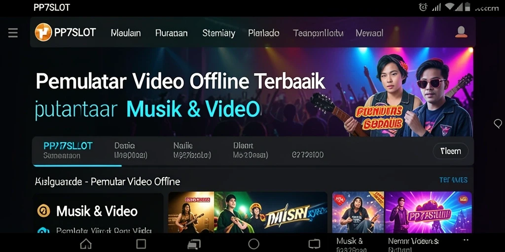 Antarmuka PP7SLOT yang menarik dan fungsional untuk pemutaran video offline.
